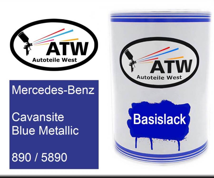 Mercedes-Benz, Cavansite Blue Metallic, 890 / 5890: 500ml Lackdose, von ATW Autoteile West.